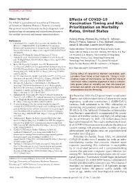 Effects of COVID-19 Vaccination Timing and Risk Prioritization On