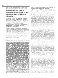 Evidence for a Role of Phospholipase C- 1 in the Pathogenesis of Bipolar