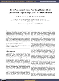How Plesiosaurs Swam: New Insights Into Their Underwater Flight Using “Ava”, a Virtual Pliosaur
