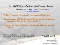 Pulse Pressure Forming of Lightweight Materials, Development