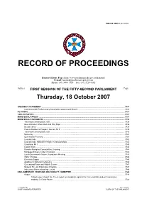 Record of Proceedings