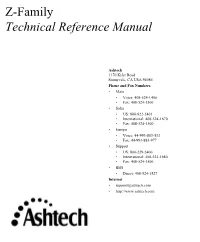 Z-Family Technical Reference Manual