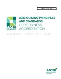2020 Business Accreditation Standards in Service to AACSB’S Membership
