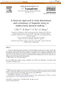 A Fuzzy-Set Approach to Treat Determinacy and Consistency of Linguistic Terms in Multi-Criteria Decision Making Q