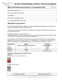 ABO and Rh Blood Group Systems / Compatibility Table Page 1 of 6