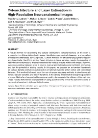 Cytoarchitecture and Layer Estimation in High-Resolution Neuroanatomical Images Theodore J