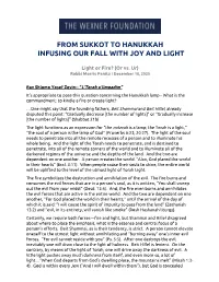 From Sukkot to Hanukkah Infusing Our Fall with Joy and Light