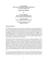 I FINAL REPORT POINT SOURCE LOADING CHARACTERIZATION of CORPUS CHRISTI BAY EXECUTIVE SUMMARY by Neal E. Armstrong Department Of
