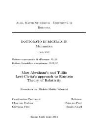 Max Abraham's and Tullio Levi-Civita's Approach to Einstein