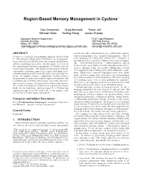 Region-Based Memory Management in Cyclone ∗
