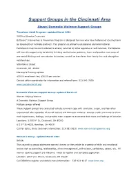Support Groups in the Cincinnati Area