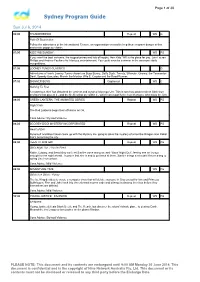 Sydney Program Guide