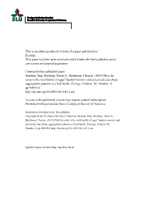 This Is an Author Produced Version of a Paper Published in Ecology. This