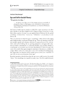 Ego and Self in Gestalt Theory “The Genesis of an Ego...”
