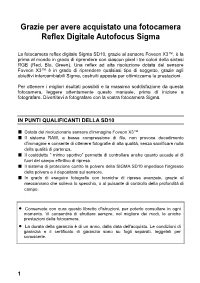 Grazie Per Avere Acquistato Una Fotocamera Reflex Digitale Autofocus Sigma