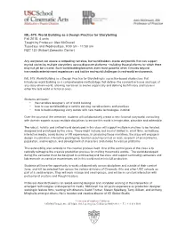 IML-575: World Building As a Design Practice for Storytelling Fall 2015, 4