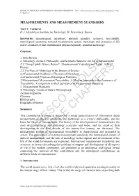 Measurements and Measurement Standards - Yuri V