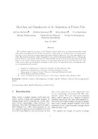 Modeling and Simulations of the Migration of Pelagic Fish