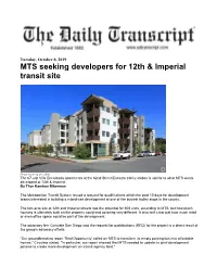 MTS Seeking Developers for 12Th & Imperial Transit Site