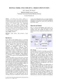 Retinal Vessel Analyzer (Rva) - Design and Function