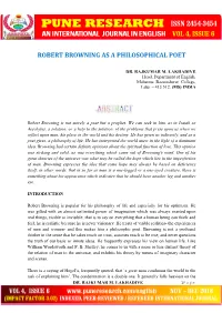 Robert Browning As a Philosophical Poet