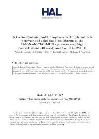 A Thermodynamic Model of Aqueous Electrolyte Solution Behavior And