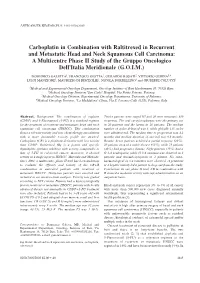 Carboplatin in Combination with Raltitrexed