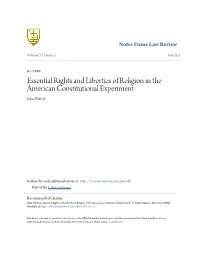Essential Rights and Liberties of Religion in the American Constitutional Experiment John Witte Jr