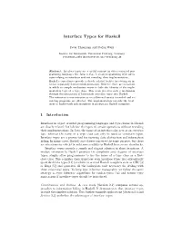 Interface Types for Haskell