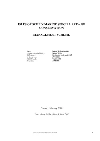 Isles of Scilly Marine Special Area of Conservation Management Scheme