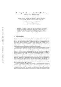 Teaching Devops in Academia and Industry: Reflections and Vision