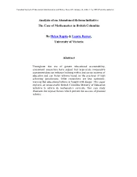 Comparing British Columbia's and Quebec's Mathematics Curricula