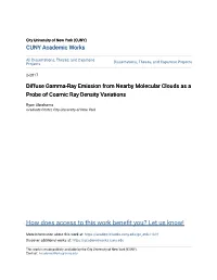 Diffuse Gamma-Ray Emission from Nearby Molecular Clouds As a Probe of Cosmic Ray Density Variations