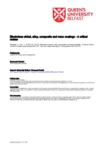 Electroless Nickel, Alloy, Composite and Nano Coatings - a Critical Review