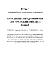 EPSRC Service Level Agreement with STFC for Computational Science Support