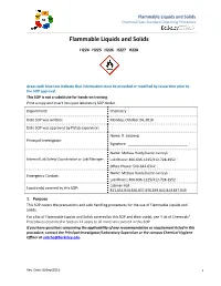Flammable Liquids and Solids Chemical Class Standard Operating Procedure