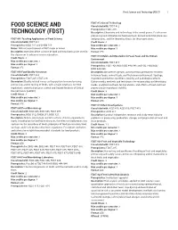 Food Science and Technology (FDST) 1