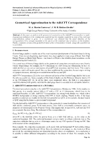 Geometrical Approximation to the Ads/CFT Correspondence