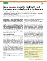'Old' Ideas on Motor Dysfunction in Dystonia