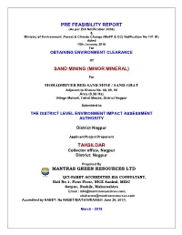 Pre Feasibility Report Sand Mining (Minor Mineral)