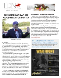 Songbird Can Cap Off Good Week for Porter Can Win, I Will Very Seriously Consider It and She Will Probably Run in It." (Cont