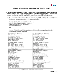 Vendor Registration Procedure for Project Items