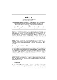What Is Lexicography?