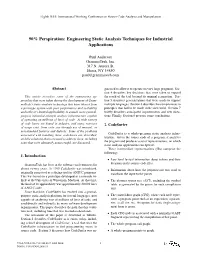 Engineering Static Analysis Techniques for Industrial Applications