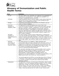 Glossary of Immunization and Public Health Terms