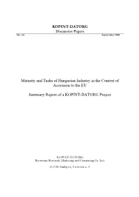 KOPINT-DATORG Discussion Papers No