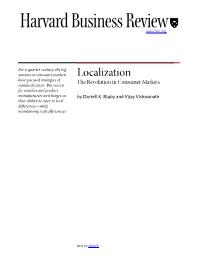 Localization Have Pursued Strategies of the Revolution in Consumer Markets Standardization
