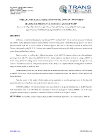 Molecular Characterization of Oil Content of Soybean