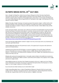 Olympic Media Notes, 24 July 2021