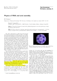 Physics of RNA and Viral Assembly
